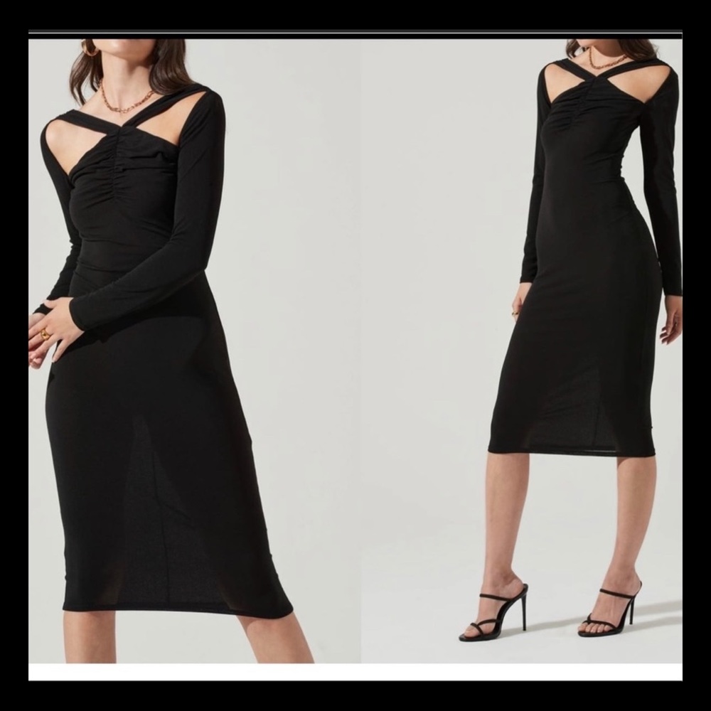 ASTR  Long Sleeve Bodycon Cinched Bust Cut Out Dress - Size Small